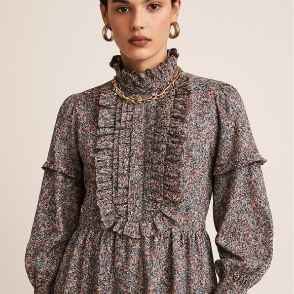 Walter Baker Women's Adriana Long Sleeve Floral Dress Boho style Size  10 - Picture 2 of 13